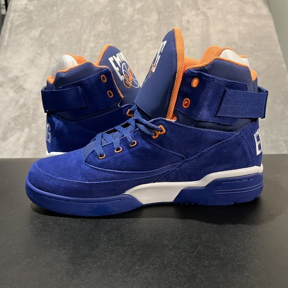 Ewing 33 Hi Men's 13 Blue Suede And Orange Knicks High Top Basketball Sneakers - Picture 8 of 11